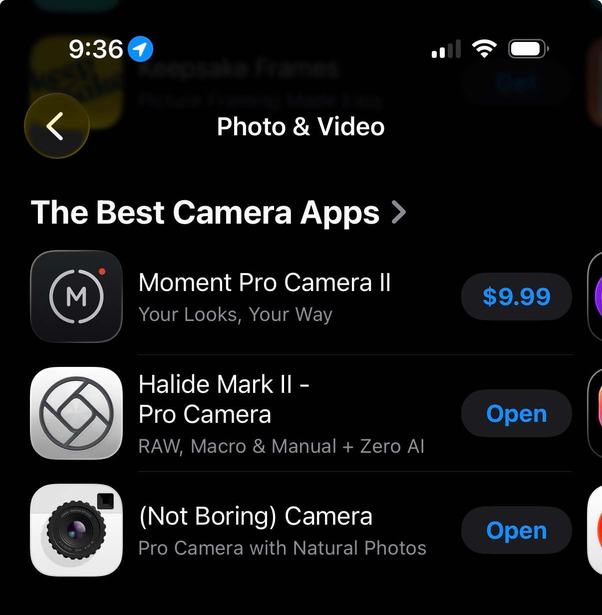 Moment Pro Camera II ranked #1 in Paid Camera apps